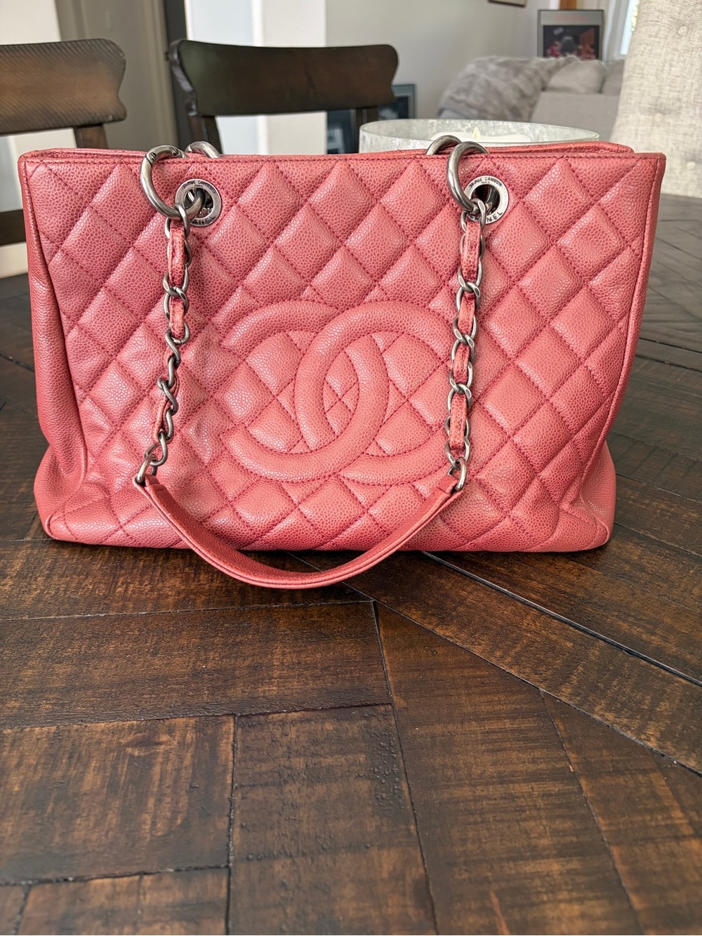 Chanel Pink Quilted Leather Tote Bag